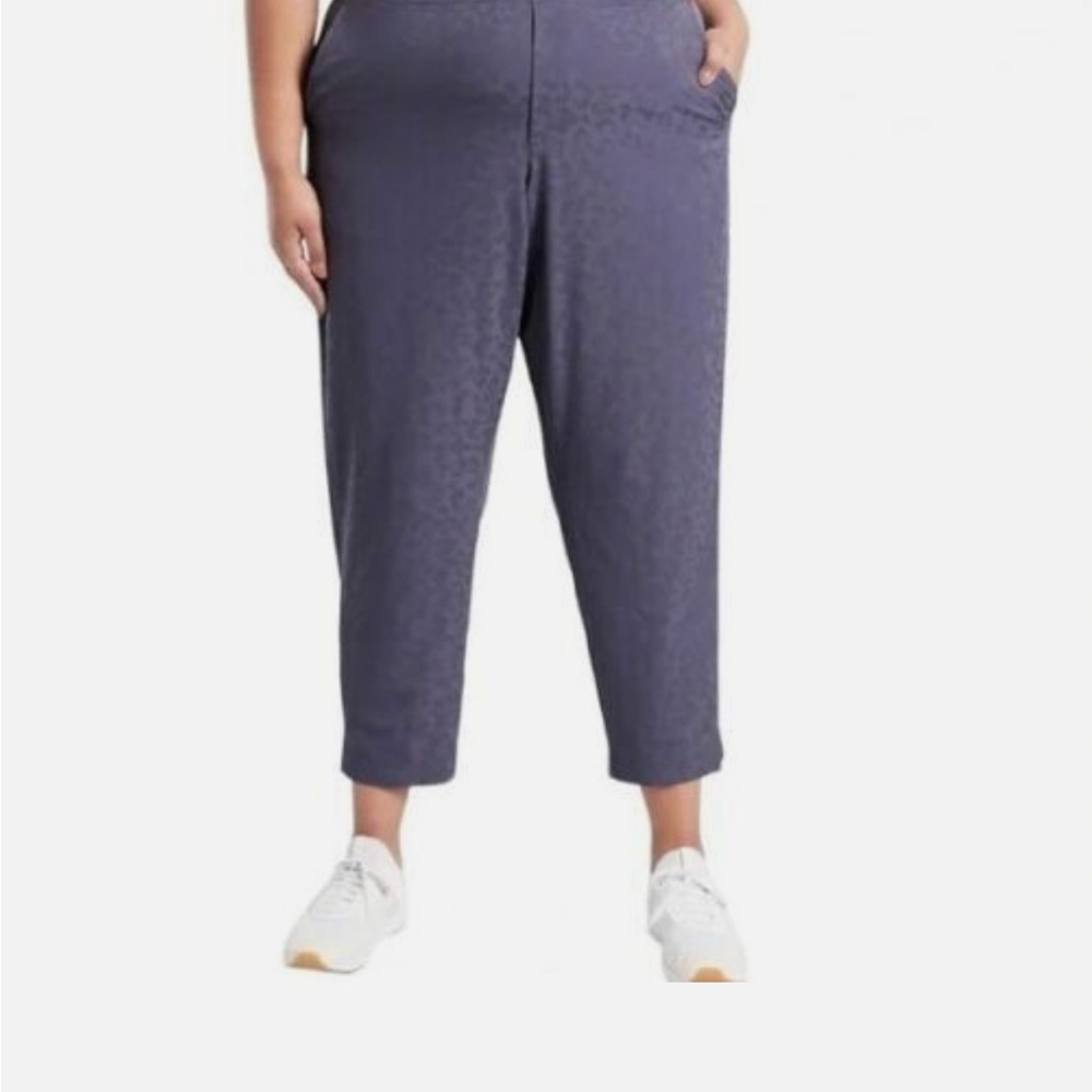 Athleta Brooklyn Textured Ankle Pants NWT Plus 26 Medieval Violet Leopard